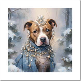 Pit Bull In Winter Posters and Art